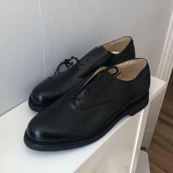 Black genuine leather oxfords (new) - Picture 1 of 4
